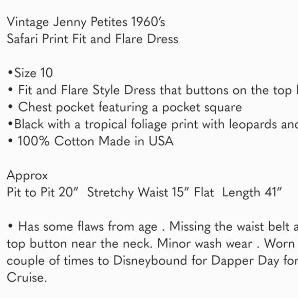 Vintage Safari Print Fit & Flare Dress Size 10 - Picture 5 of 5